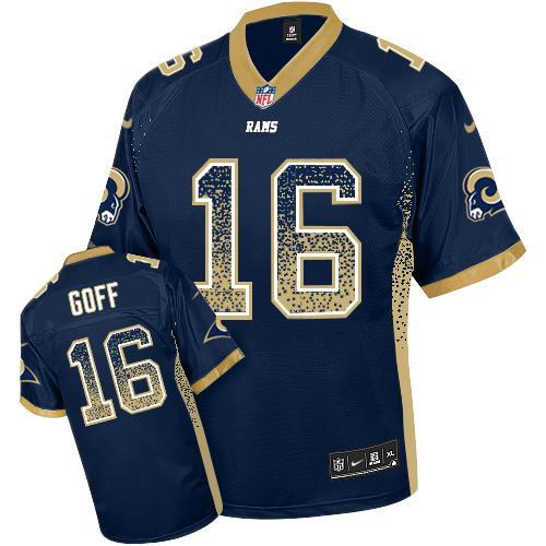 Nike Rams #16 Jared Goff Navy Blue Team Color Men's Stitched NFL Elite Drift Fashion Jersey